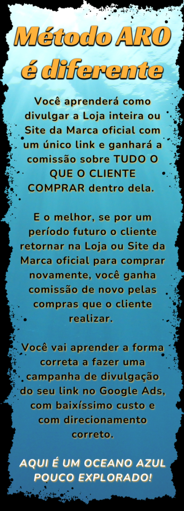 Método Aro 3 Metodo Aro e diferente Voce aprendera como divulgar a loja inteira com um unico link e ganhara a comissao sobre TUDO O QUE O CLIENTE COMPRAR dentro dela. E o melhor se por um periodo futuro o cli 3